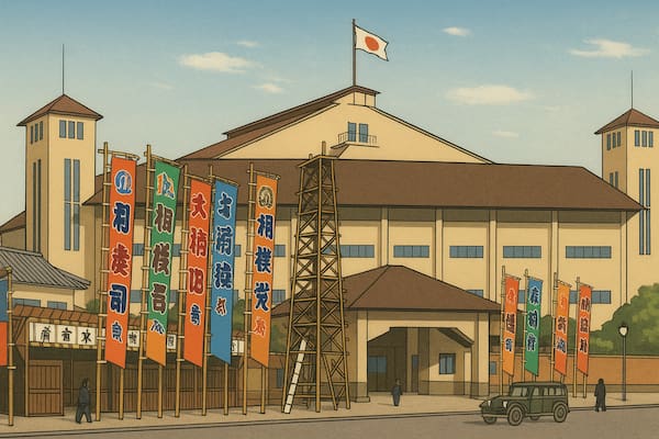 蔵前国技館を再現したイラスト