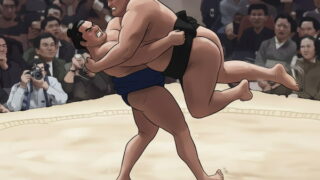 うっちゃりが決まった瞬間のイラスト