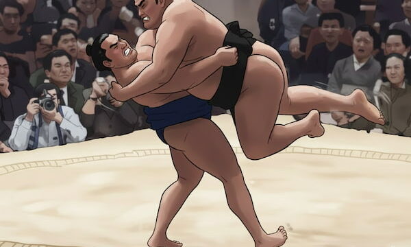 うっちゃりが決まった瞬間のイラスト