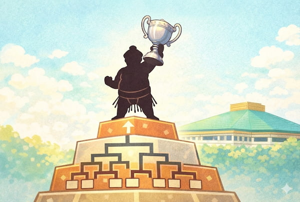大相撲トーナメントで優勝した力士のイメージ