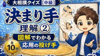 大相撲クイズのイラスト投げ手の問題