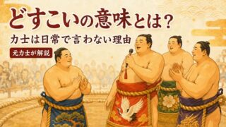 「どすこい」囃子詞を掛け手いるイメージイラスト