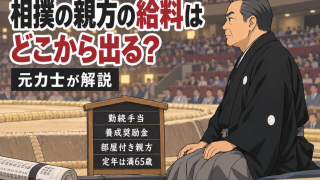 本場所の土俵下で審判を務める紋付羽織袴姿の親方
