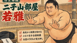突っ張りを繰り出す二子山部屋の若雅のイラスト